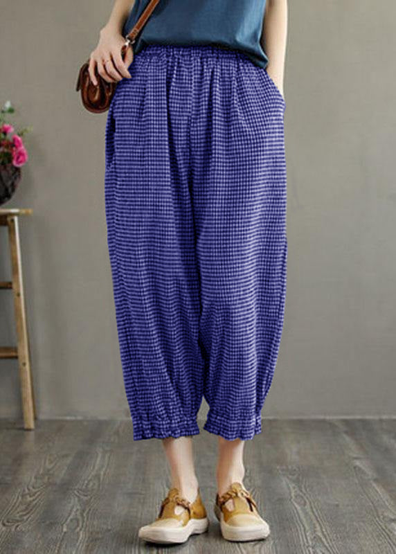 Bohemian Plaid Linen Pocket Pants