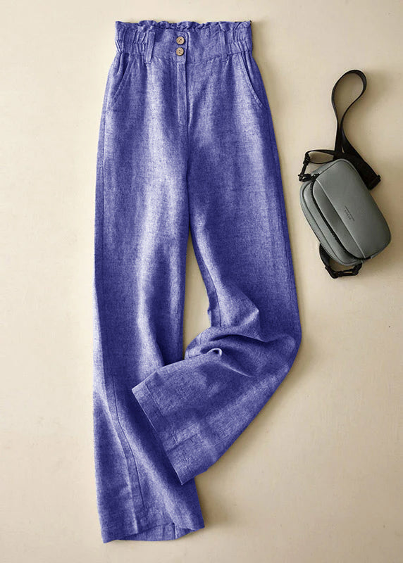 Grey High Waist Button Linen Pants