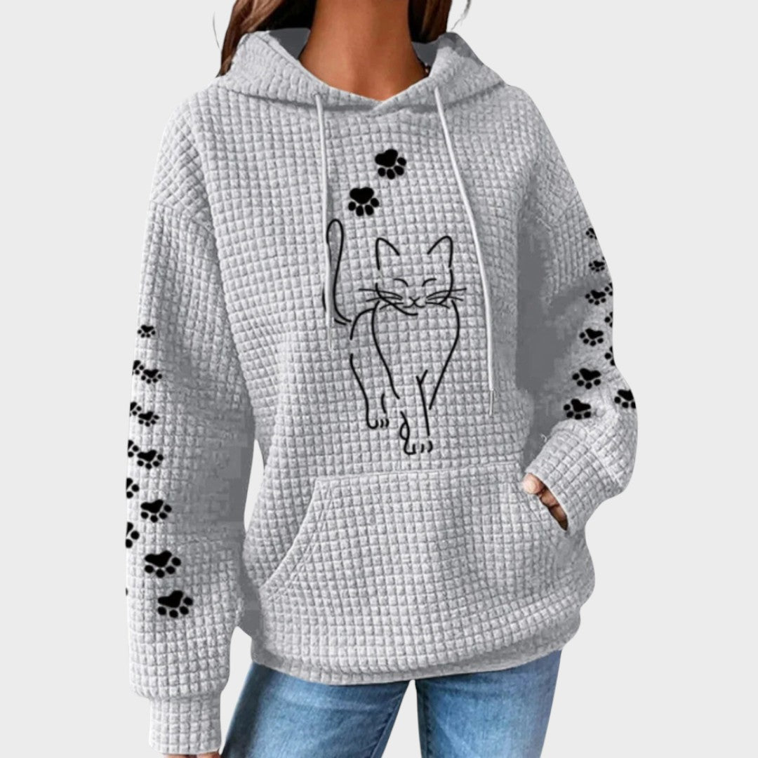 Cat Print Knit Sweater