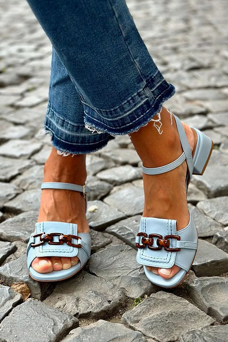 Celsa | Light Blue Heels with Stitching Detail