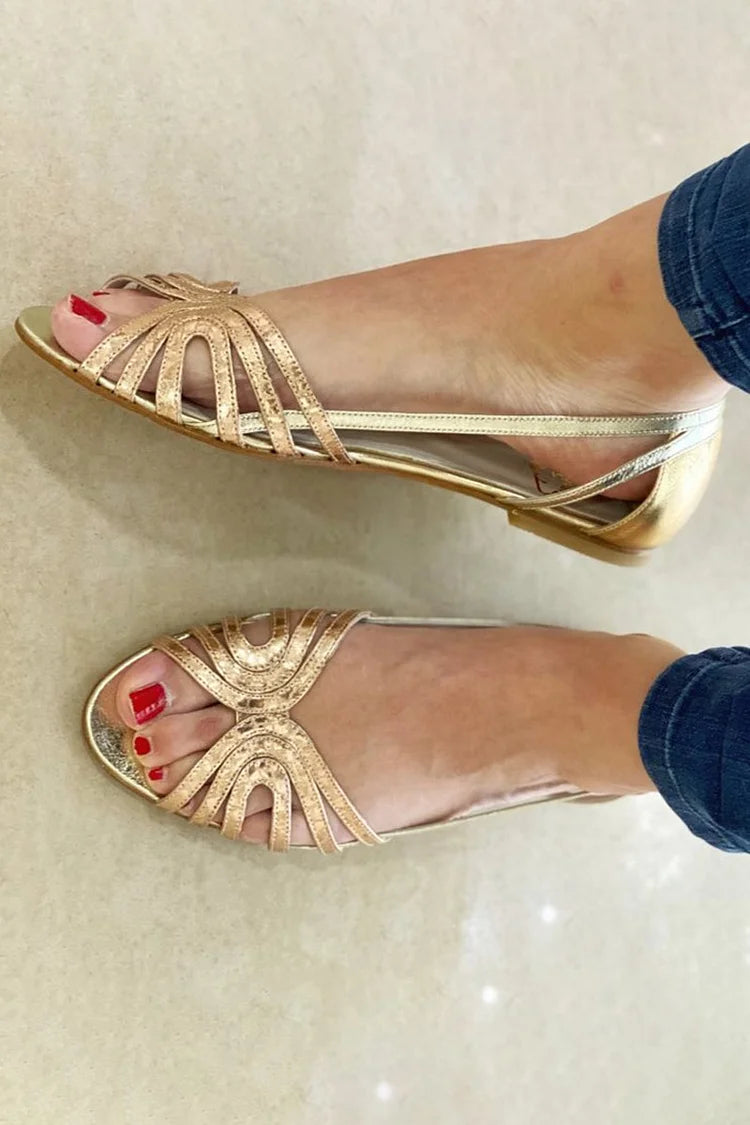 Genara | Open Toe Sandals with Metallic Shine