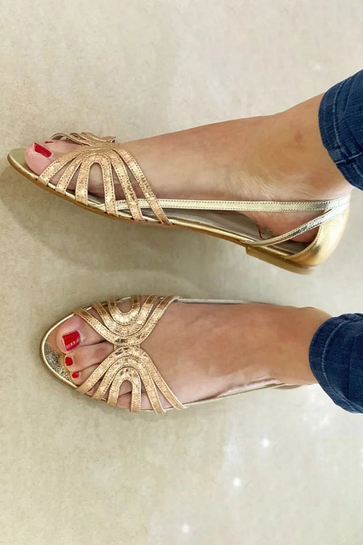 Genara | Open Toe Sandals with Metallic Shine