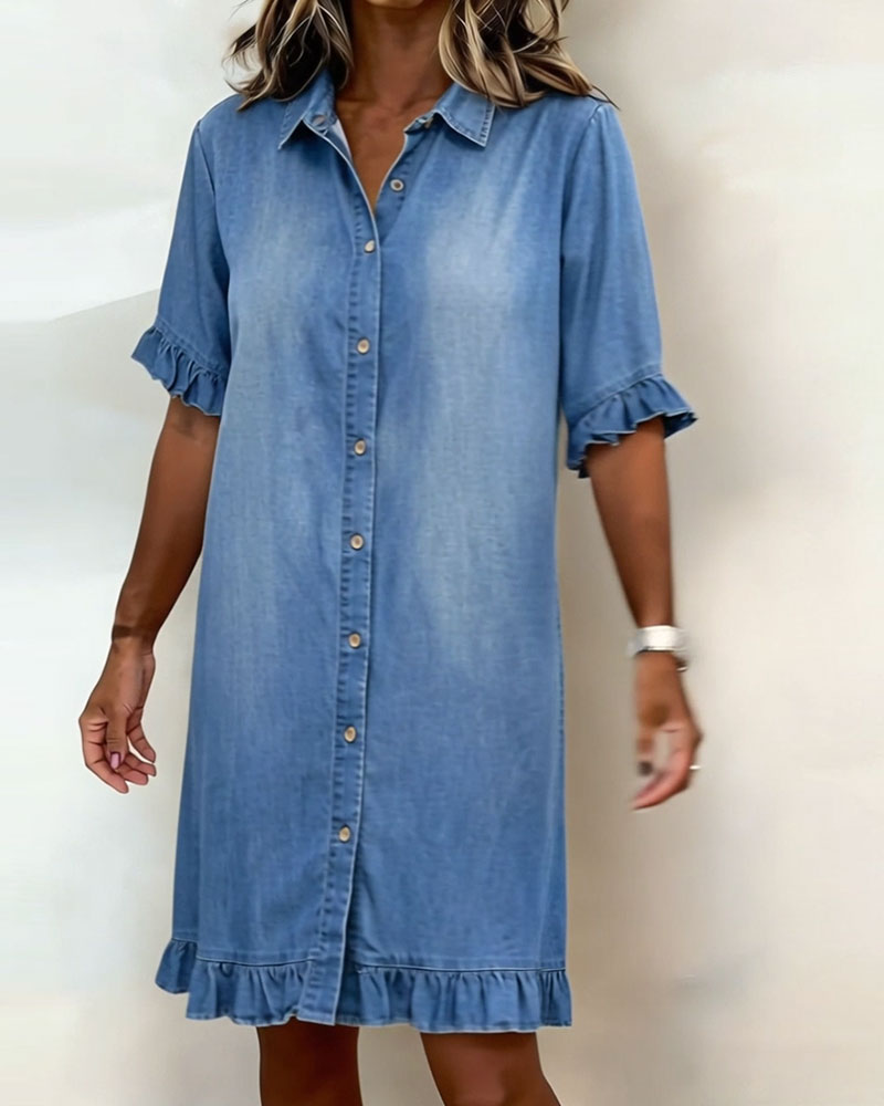 Ruched Flattering Denim Dress