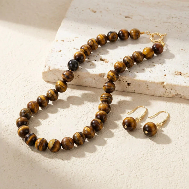 Luna | Bold Tigers Eye Necklace & Earrings (set of two)