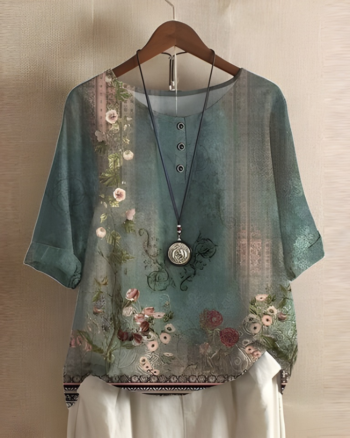 Fiona Relaxed Summer Top with Vibrant Print