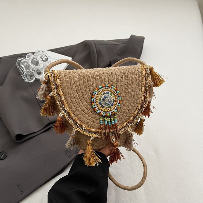 Waffle | Woven Straw Shoulder Bag