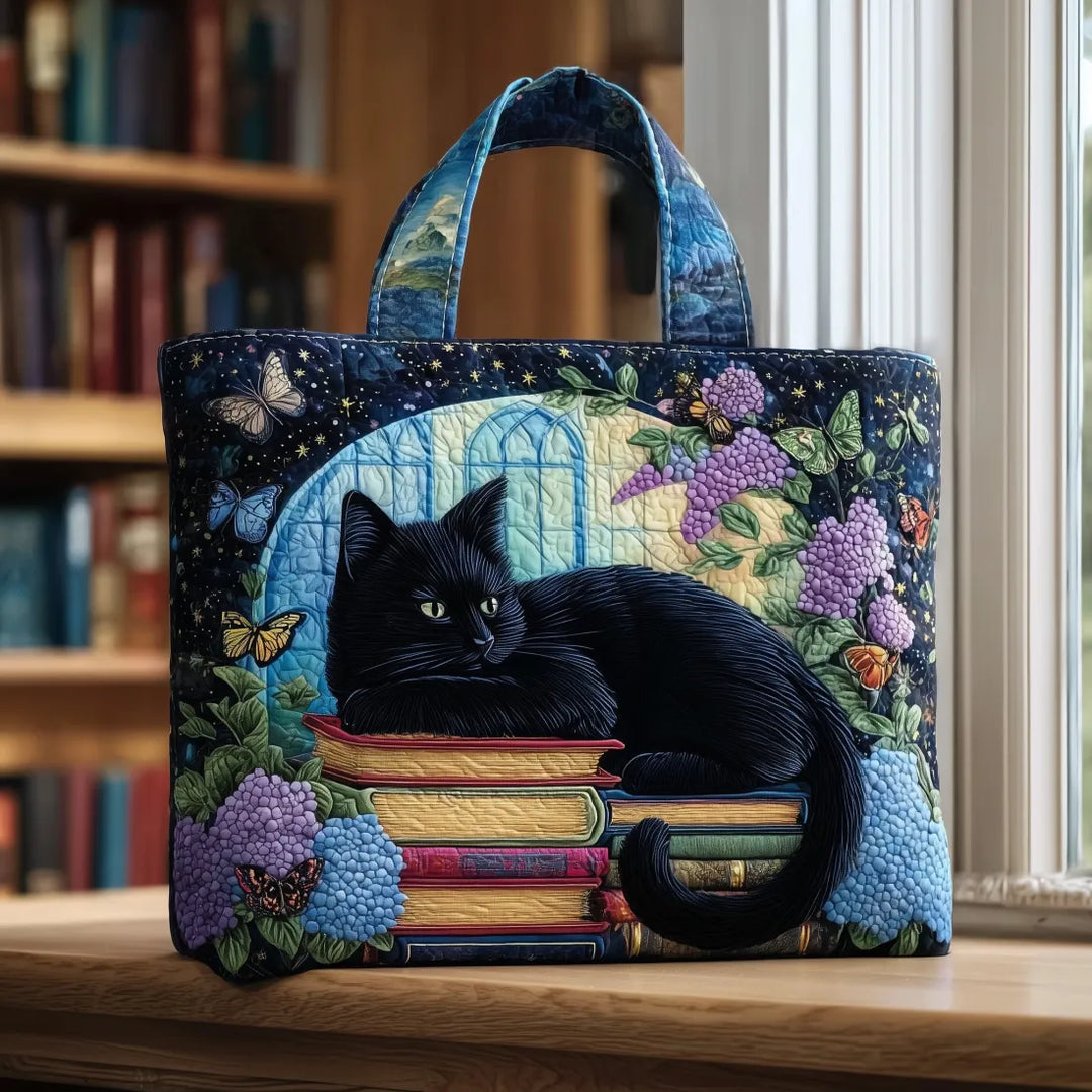 Artisanal Bag - Black Cat on Books