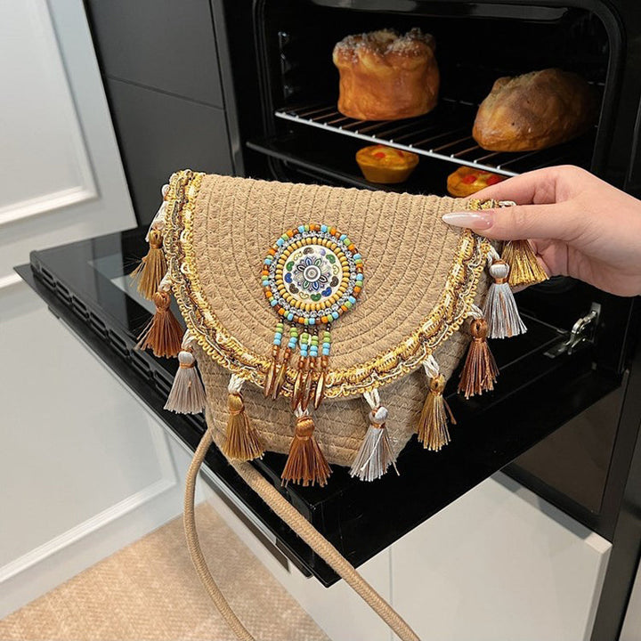 Waffle | Woven Straw Shoulder Bag