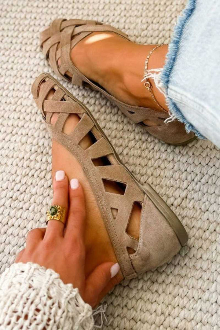 Deira | Flat Open-toe Sandals with Crisscrossed Fabric for Summer
