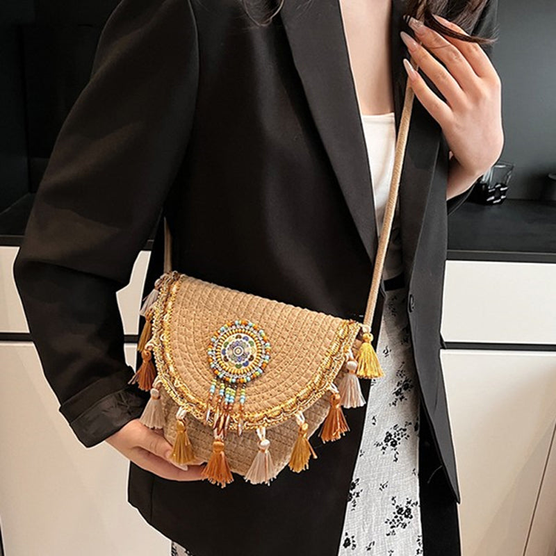 Waffle | Woven Straw Shoulder Bag