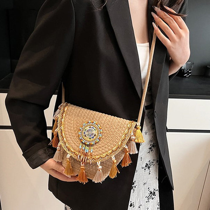 Waffle | Woven Straw Shoulder Bag