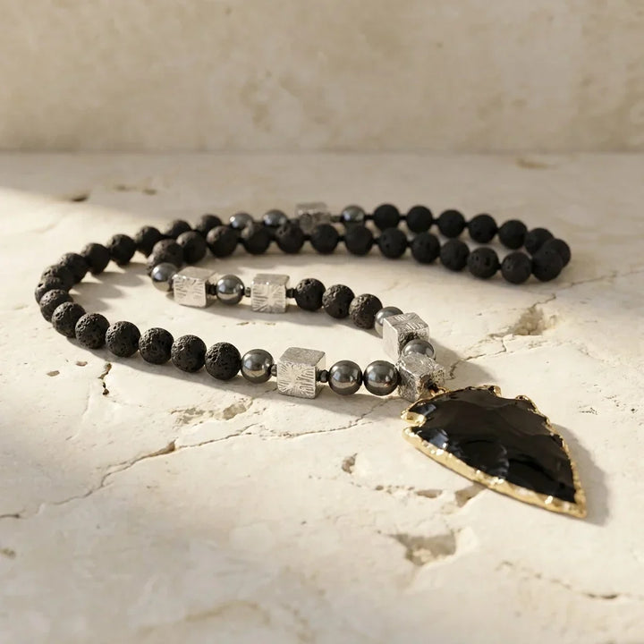 Olive | Black Obsidian Arrow Necklace