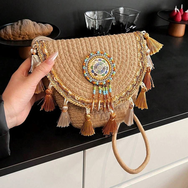 Waffle | Woven Straw Shoulder Bag