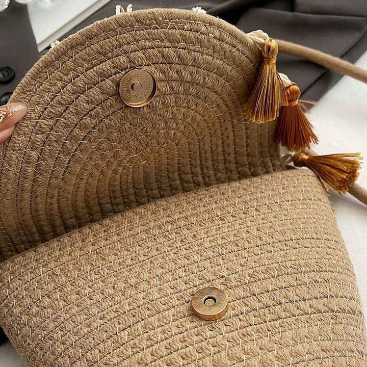 Waffle | Woven Straw Shoulder Bag