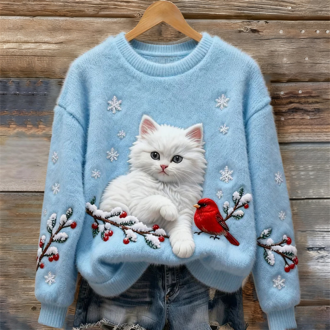 Luna | Snowy Cat Cosy Jumper