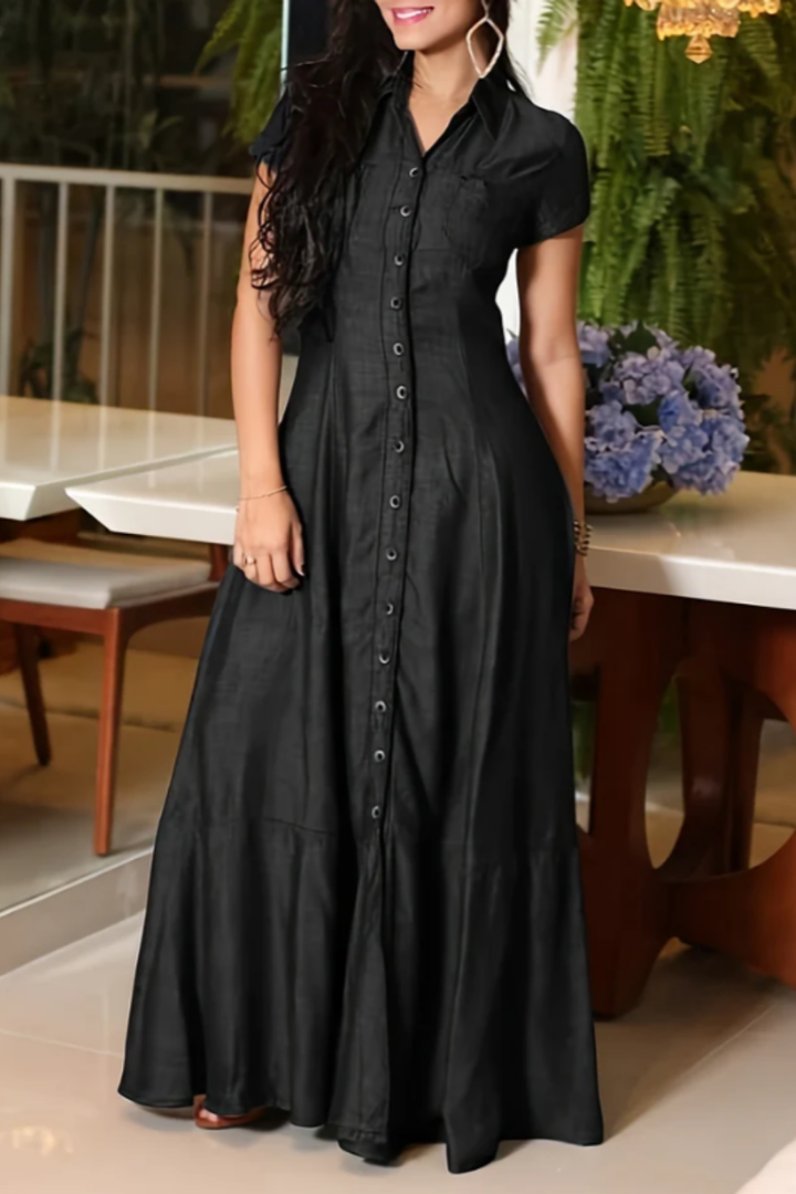 Hera | Elegant Long Denim Dress