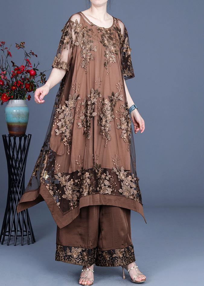 Summer Irregular Dress Suspender Skirt Three-Piece Set with Wide Leg Pants
