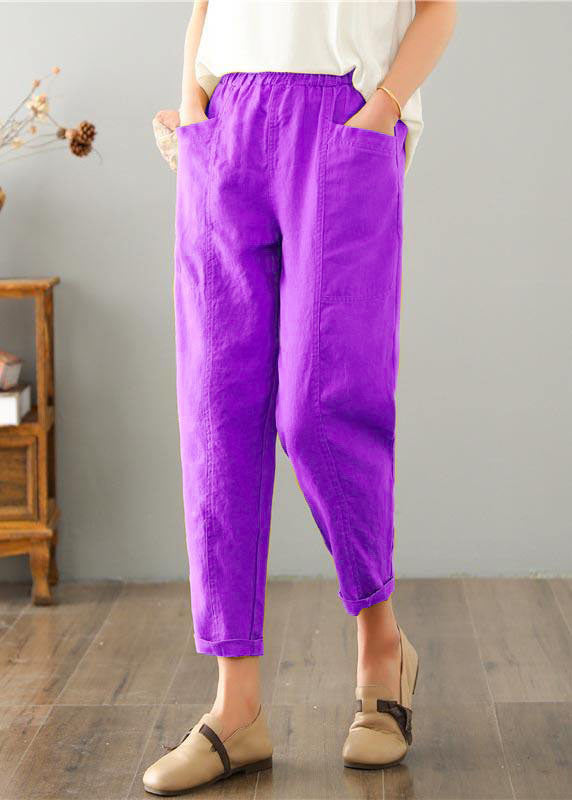 Yellow Cotton Linen Pocket Pants