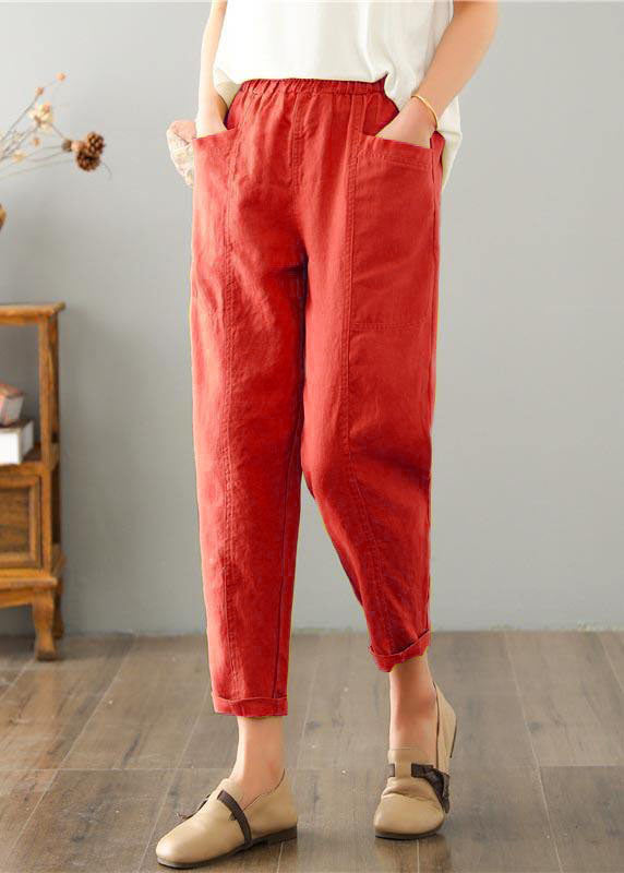 Yellow Cotton Linen Pocket Pants
