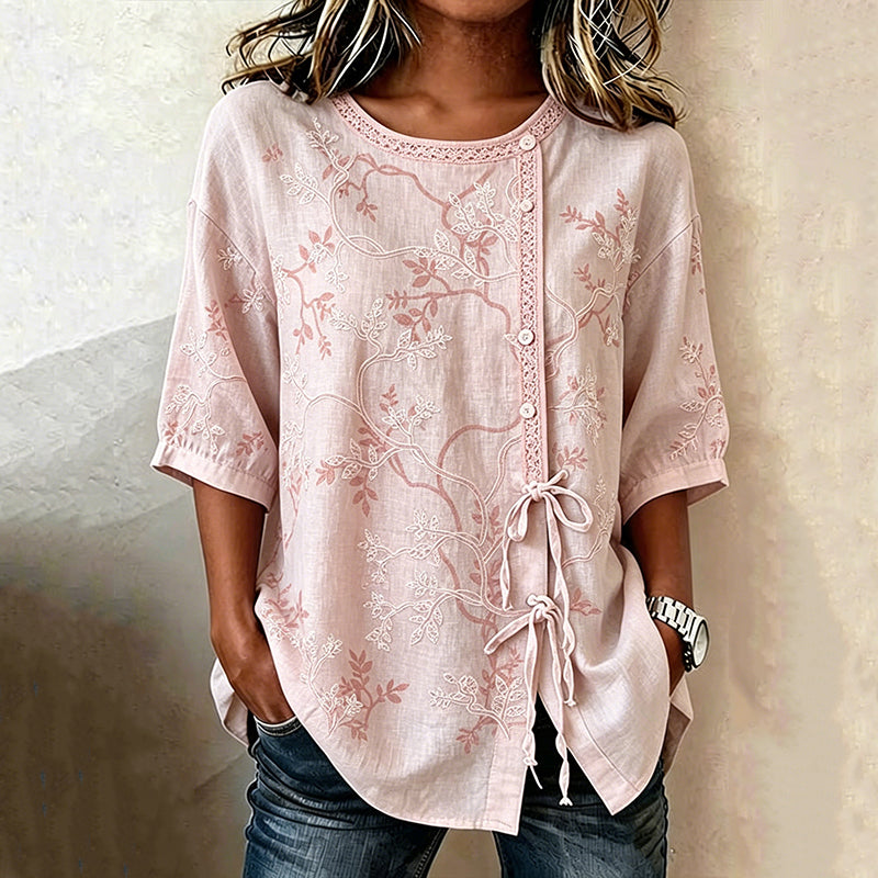 Rosalie | Vintage Leaf Print Blouse