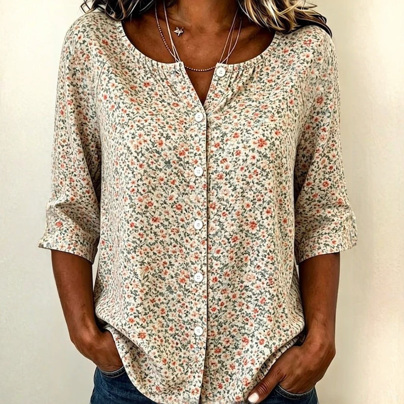 Dahlia | Vintage Floral Print Blouse