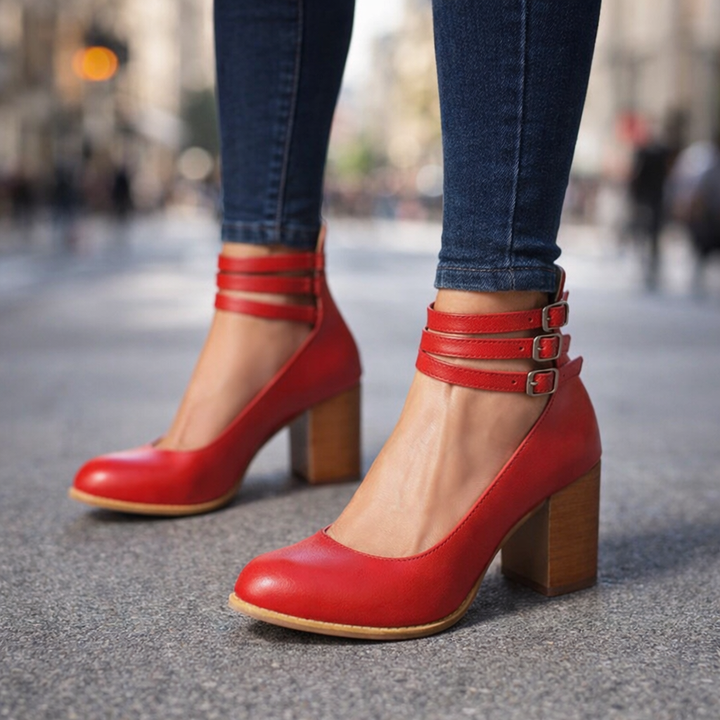 Aurelia | Premium Leather Block Heel Pump