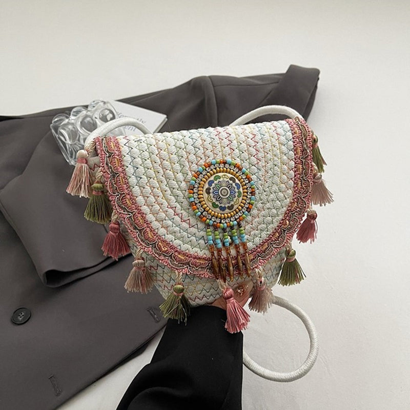Waffle | Woven Straw Shoulder Bag