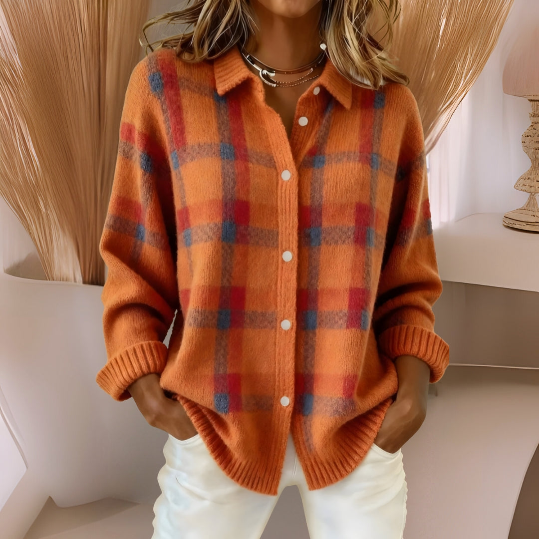 Anna | Soft Check Knit Cardigan