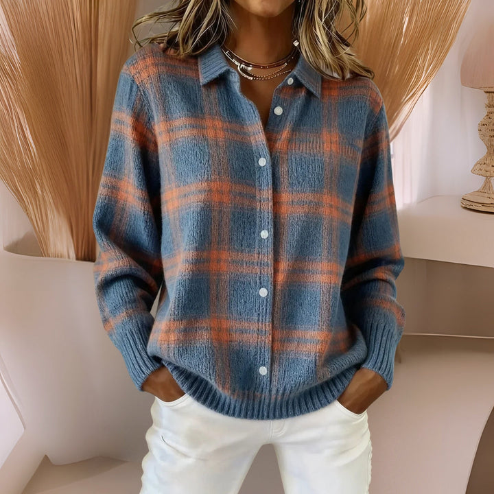 Anna | Soft Check Knit Cardigan