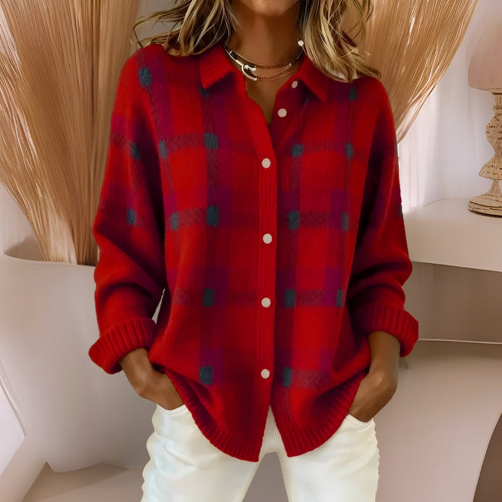 Anna | Soft Check Knit Cardigan