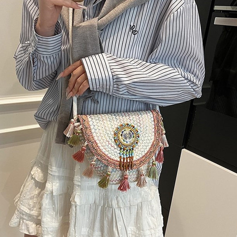 Waffle | Woven Straw Shoulder Bag
