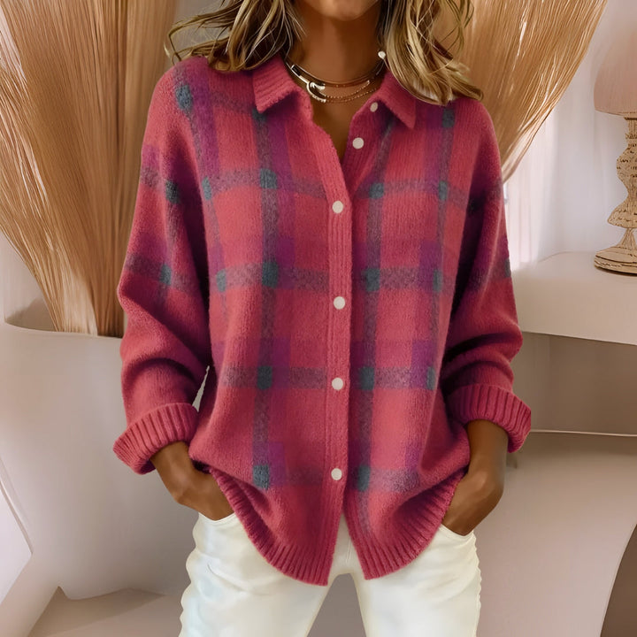 Anna | Soft Check Knit Cardigan