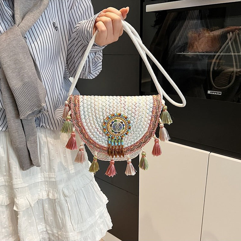Waffle | Woven Straw Shoulder Bag