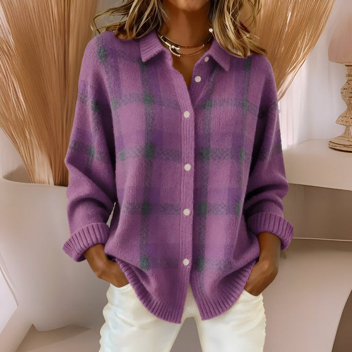 Anna | Soft Check Knit Cardigan