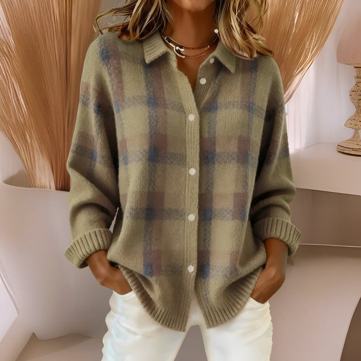 Anna | Soft Check Knit Cardigan
