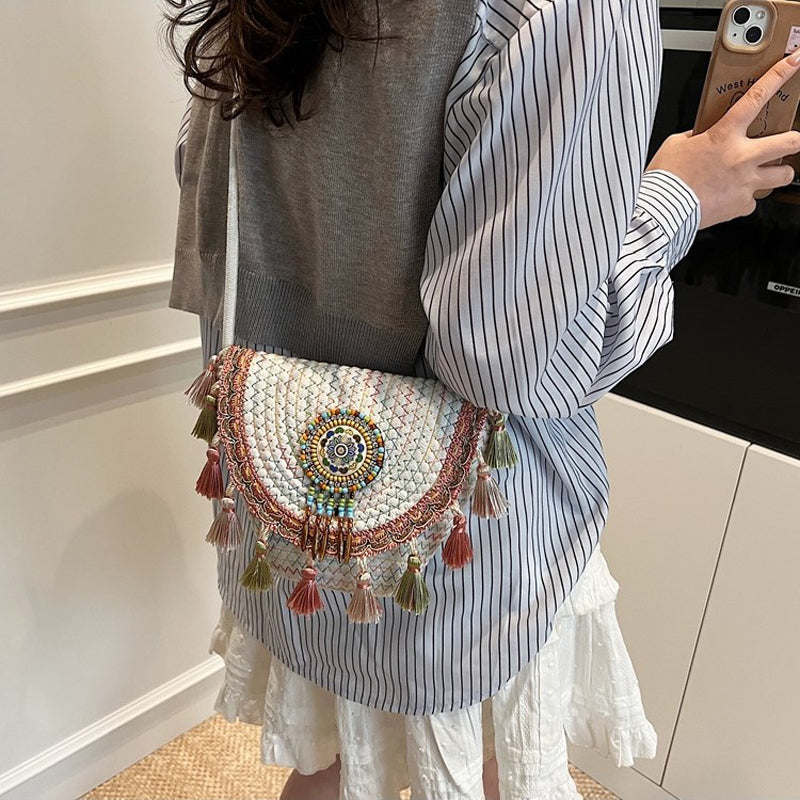 Waffle | Woven Straw Shoulder Bag