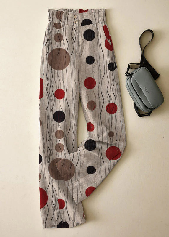 Grey High Waist Button Linen Pants