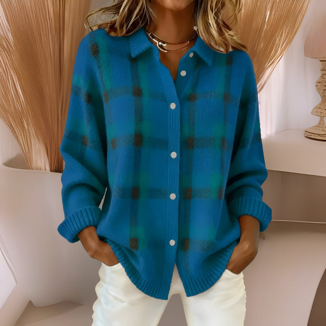 Anna | Soft Check Knit Cardigan