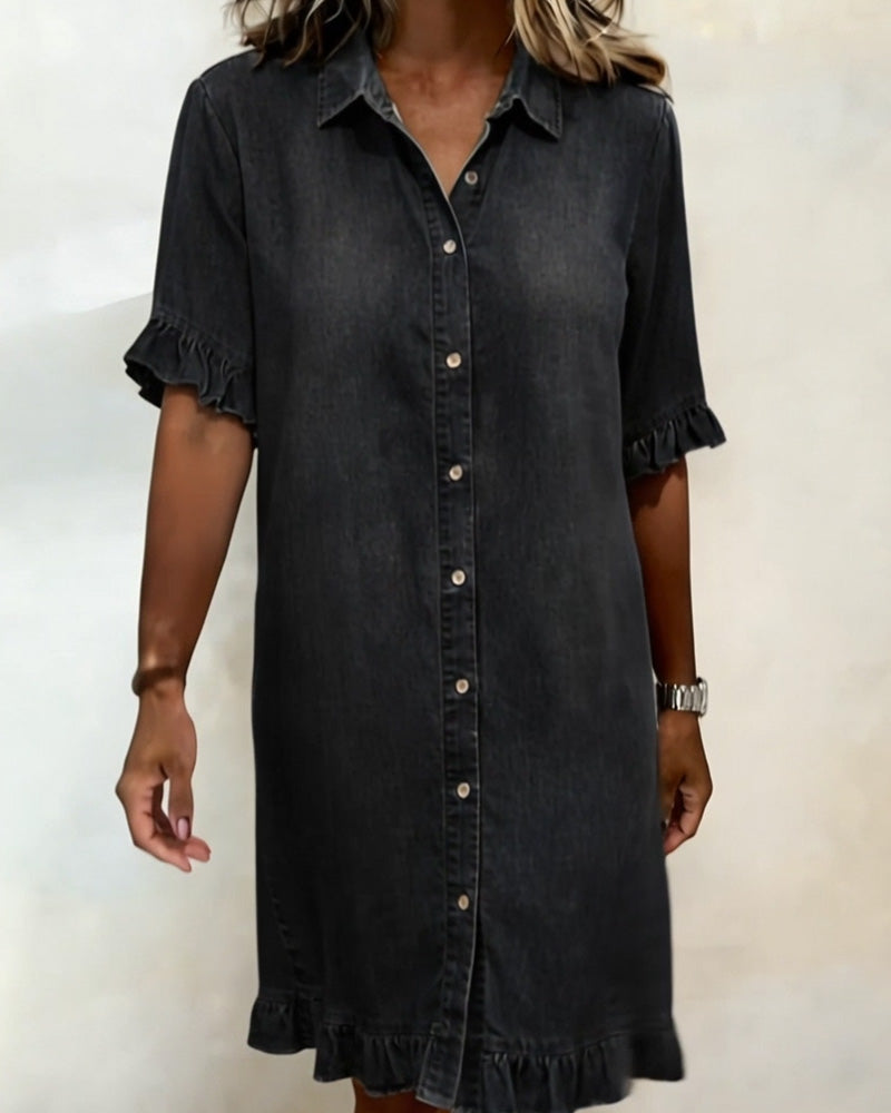 Ruched Flattering Denim Dress