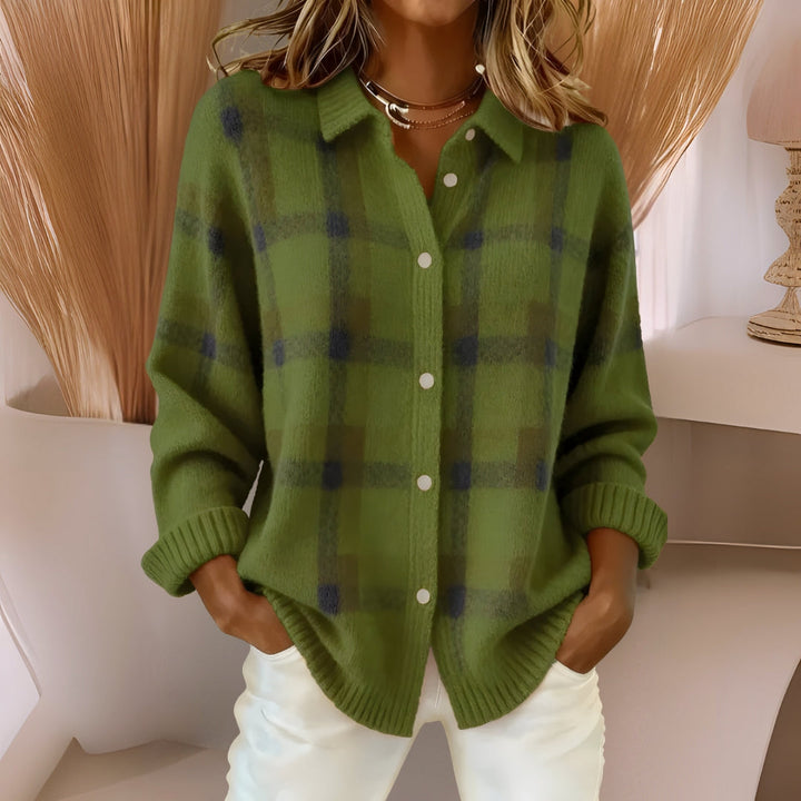 Anna | Soft Check Knit Cardigan