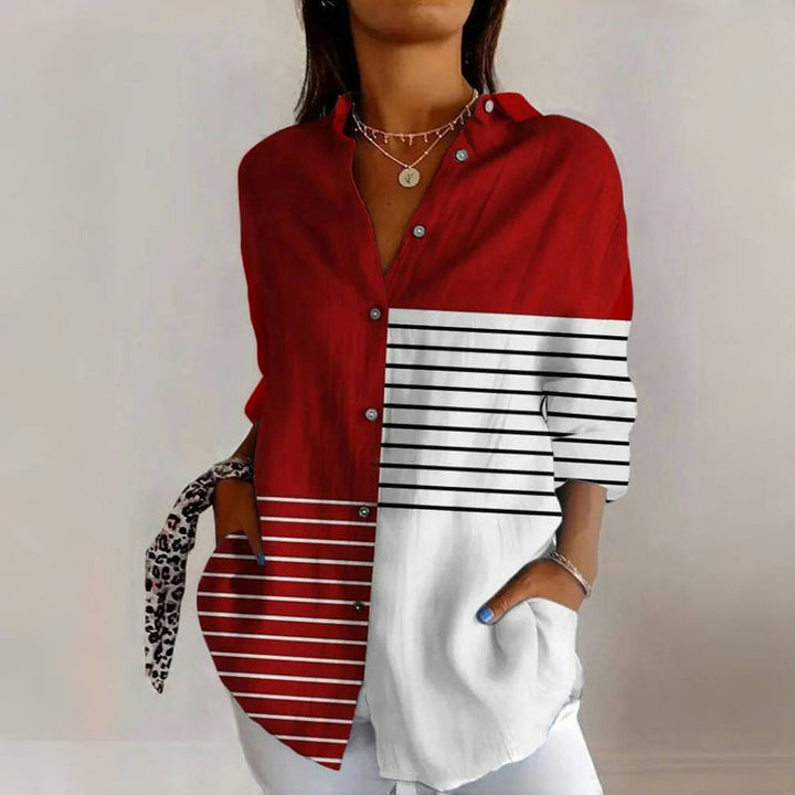 Cass | Colour-Block Striped Blouse