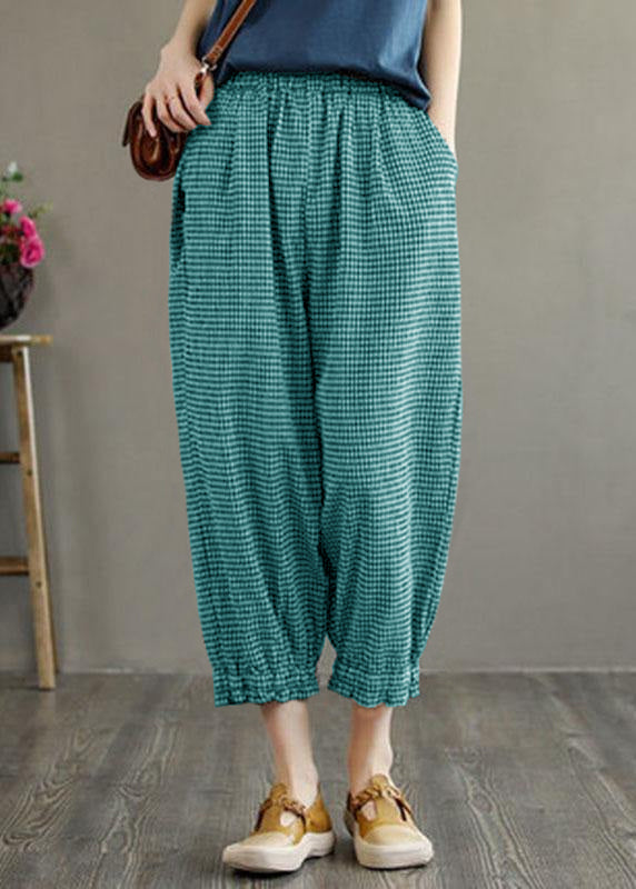 Bohemian Plaid Linen Pocket Pants