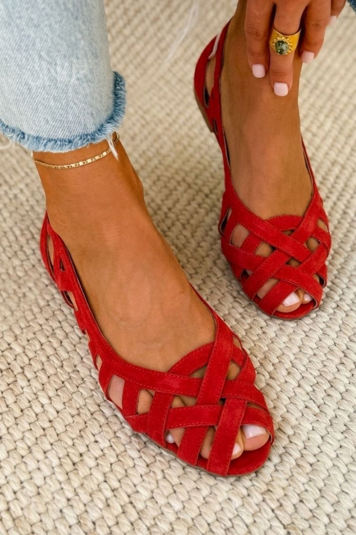 Deira | Flat Open-toe Sandals with Crisscrossed Fabric for Summer