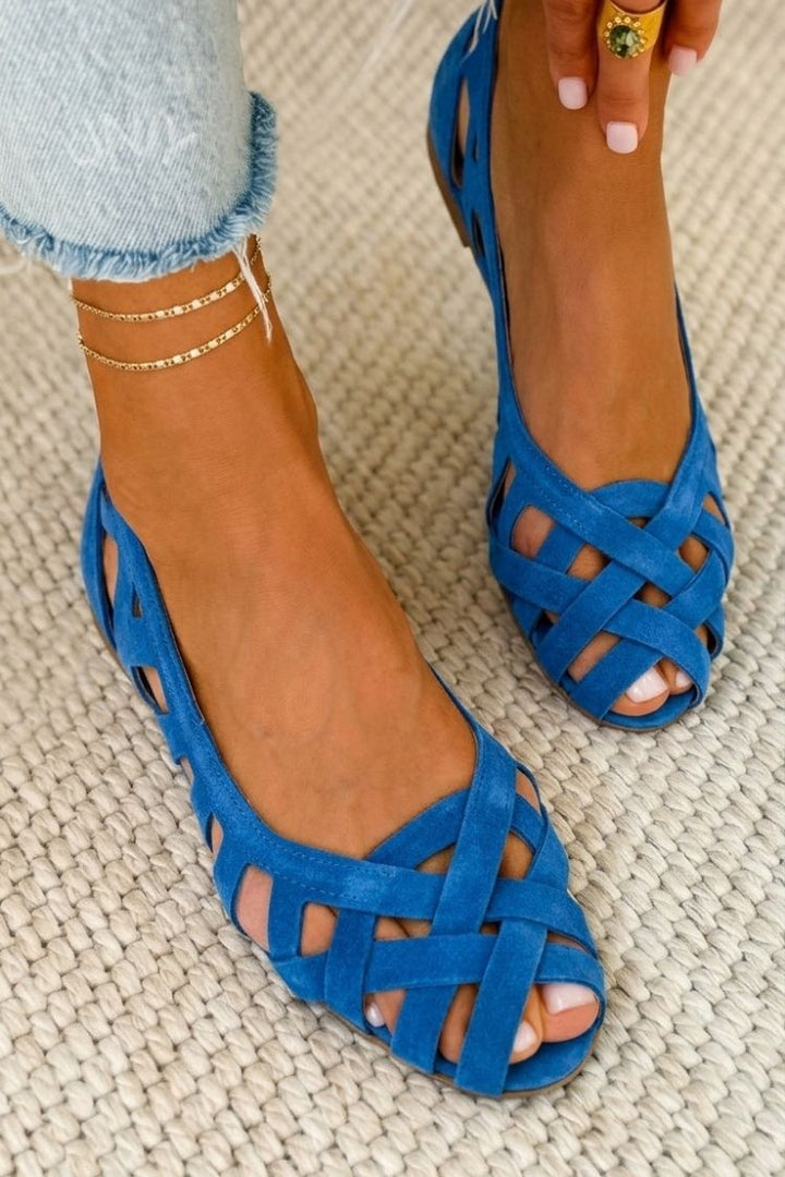 Deira | Flat Open-toe Sandals with Crisscrossed Fabric for Summer