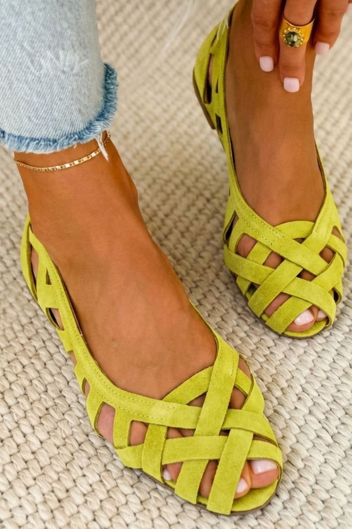 Deira | Flat Open-toe Sandals with Crisscrossed Fabric for Summer