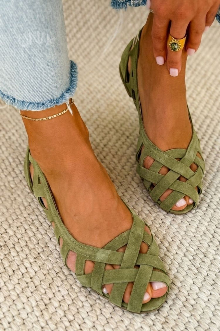 Deira | Flat Open-toe Sandals with Crisscrossed Fabric for Summer