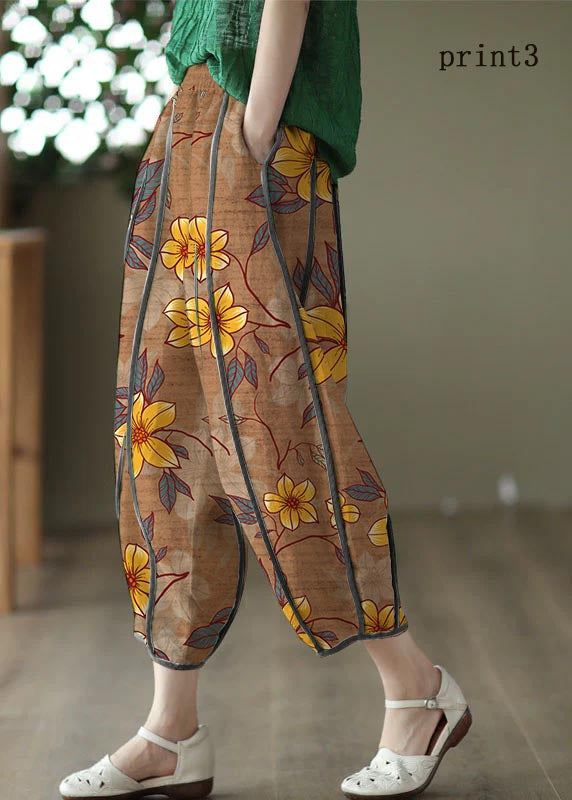 White Striped Patchwork Linen Harem Pants