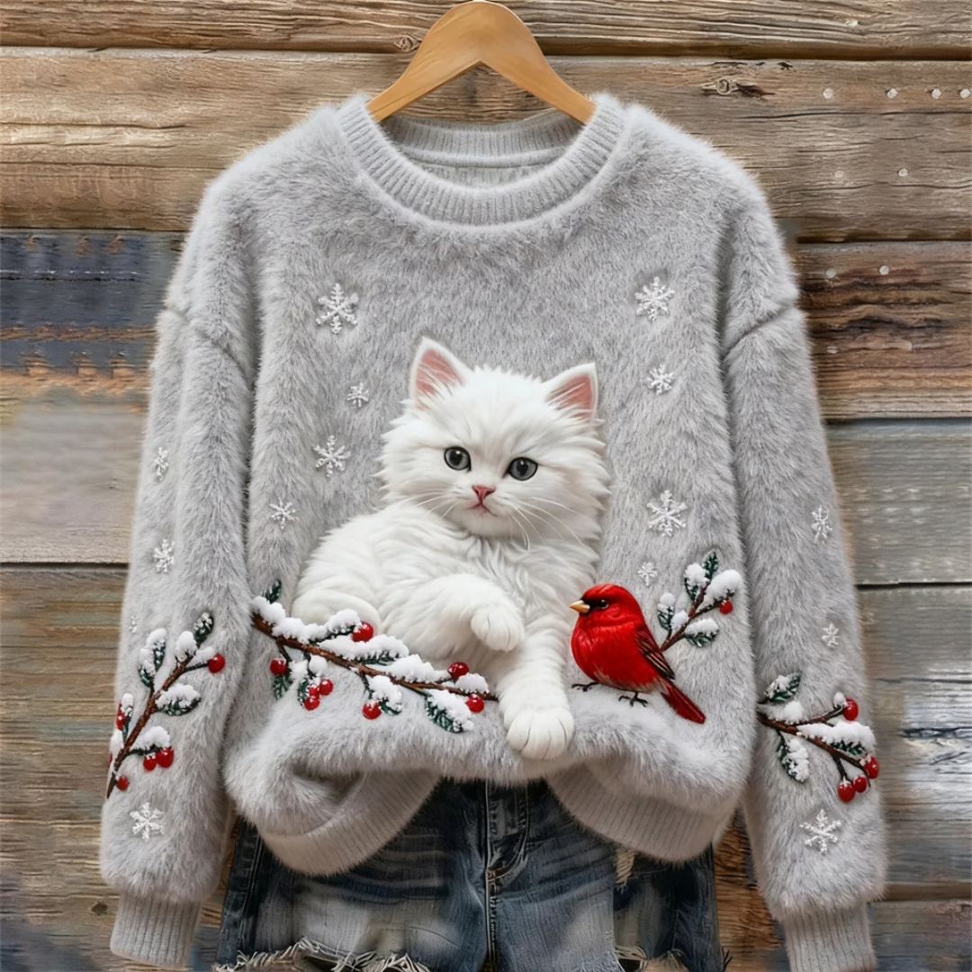 Luna | Snowy Cat Cosy Jumper
