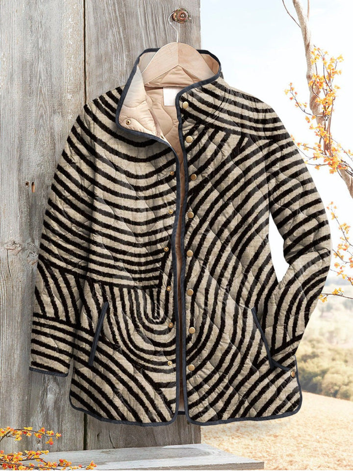 Lourdes Charming Quilted Jacket with Vintage Floral Print