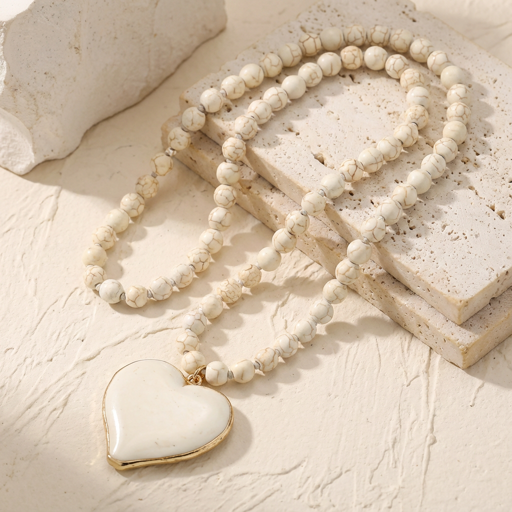 Ivy | Turquoise Heart Gem Beaded Necklace